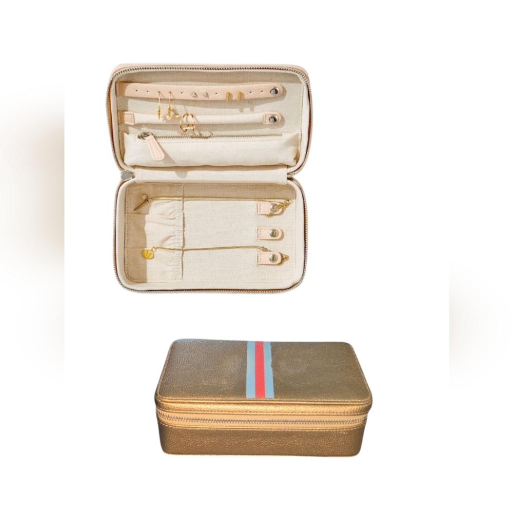 Mark and Graham  Medium Rose Gold Travel Linen Lined Jewelry Case